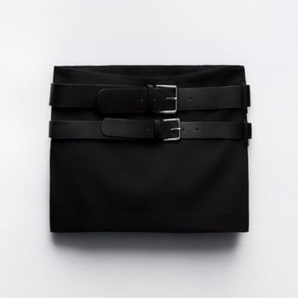 Zara Black Mini Skirt with Belt Detail